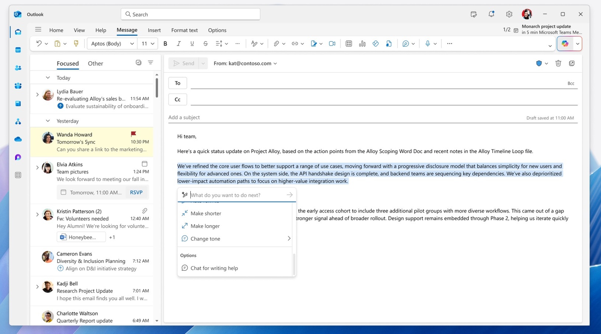 Новый Outlook с Copilot