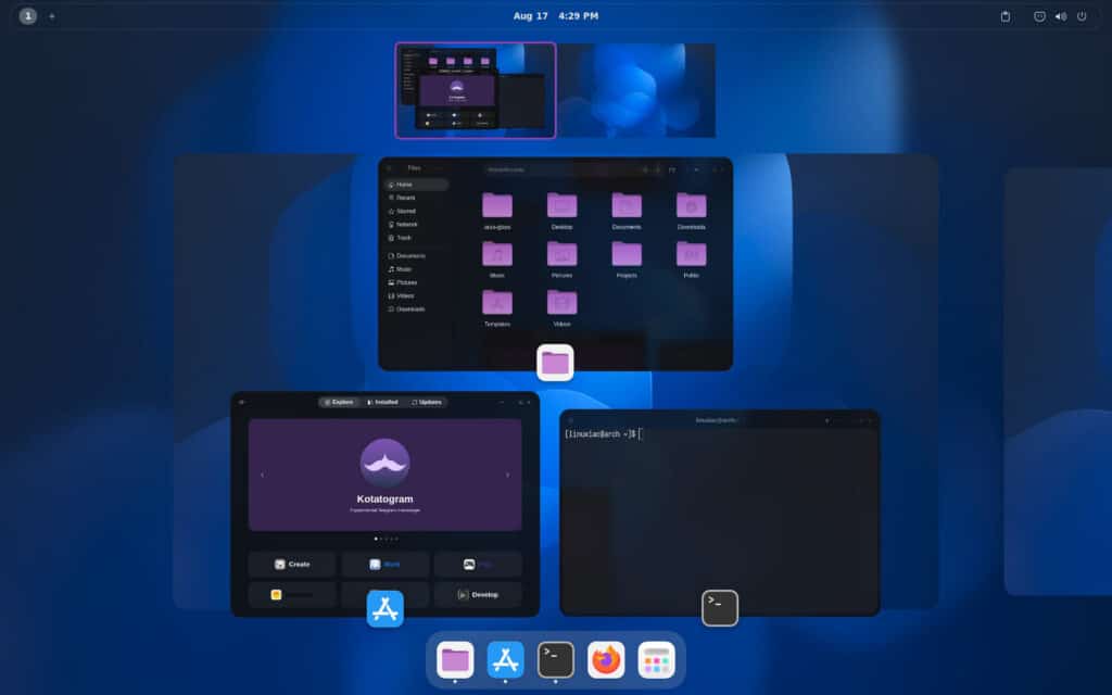 Aura Glass превращает GNOME в аккуратный рабочий стол в стиле glassmorphism.