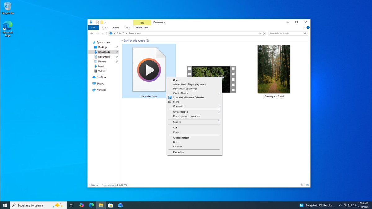 Контекстное меню Windows 10 в проводнике