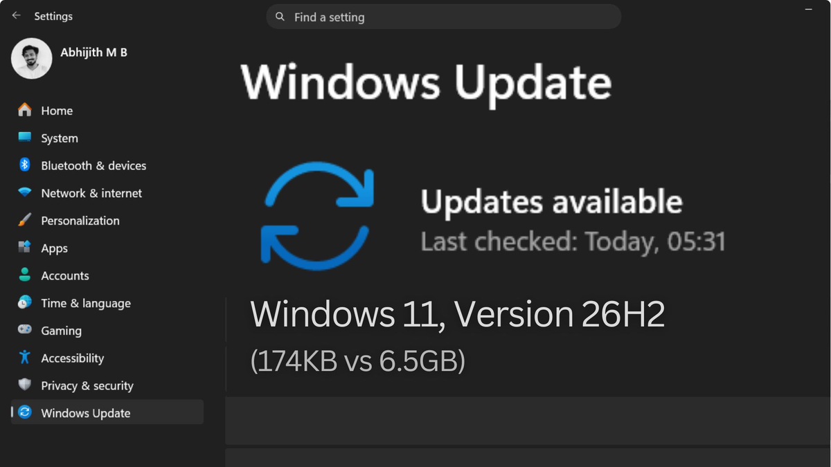 Пакет активации Windows 11 26H2 весит 174 КБ и предназначен только для устройств с 24H2 и 25H2