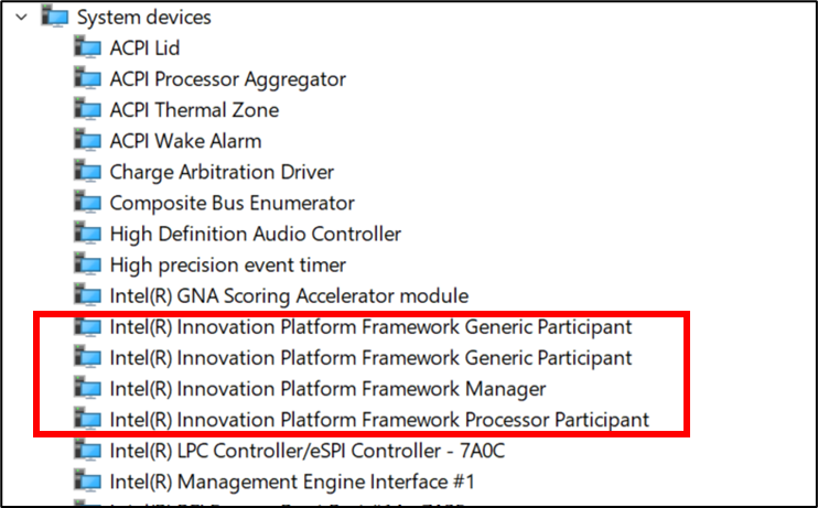 Драйвер Intel Innovation Platform Framework Processor Participant