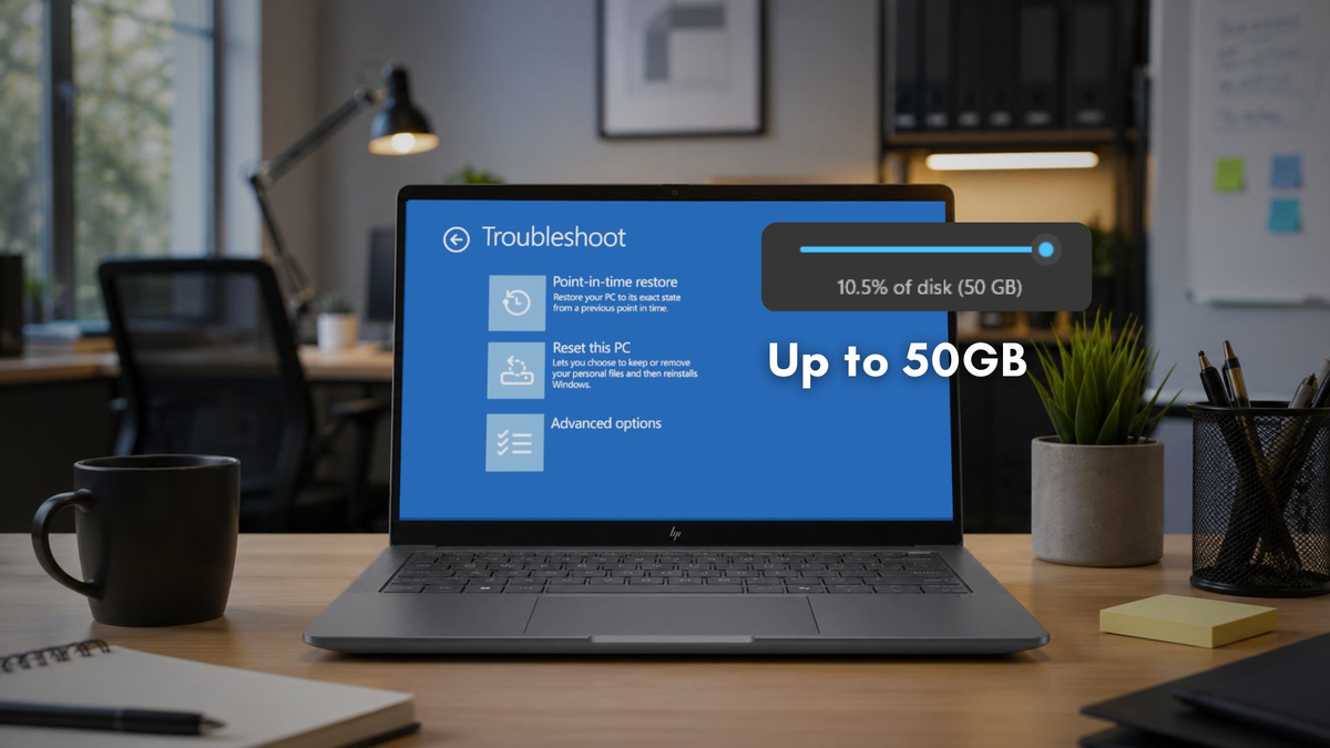 Point-in-time restore может использовать до 50 ГБ для восстановления ПК