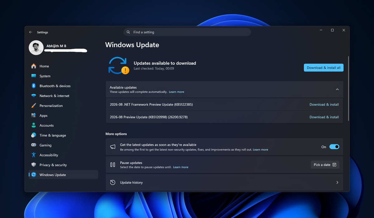 Августовское опциональное обновление Windows 11 2026 года доступно для загрузки.
