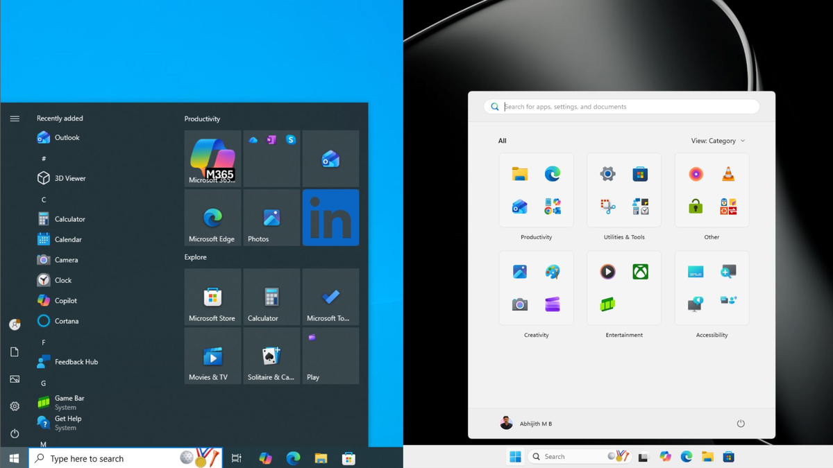 Меню Пуск Windows 10 и Windows 11.