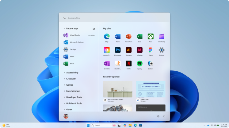 Прототип меню Пуск №4. Источник: Microsoft