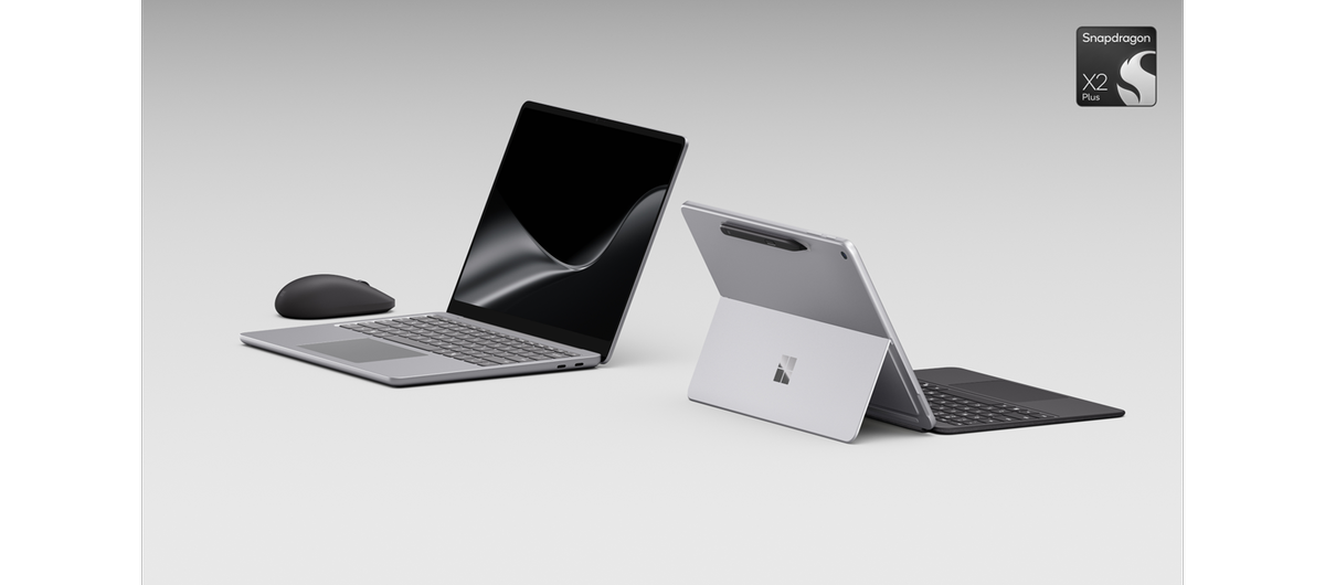 Новые Surface Pro 12-inch и Surface Laptop 13-inch на Snapdragon X2 Plus без упоминания бренда Copilot+ PC. Источник: Qualcomm