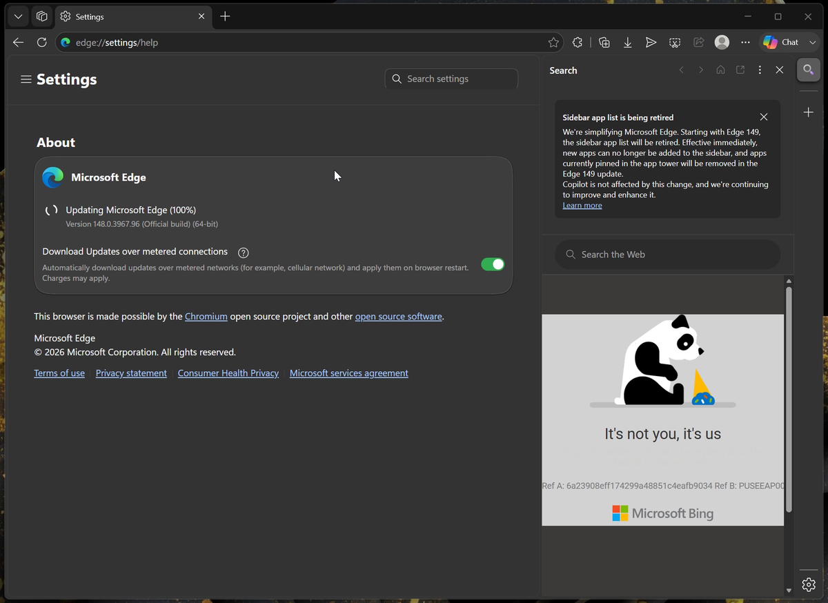 Список приложений боковой панели Microsoft Edge