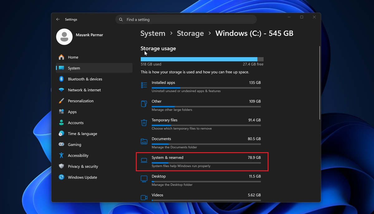Хранилище Windows 11, занятое CapabilityAccessManager