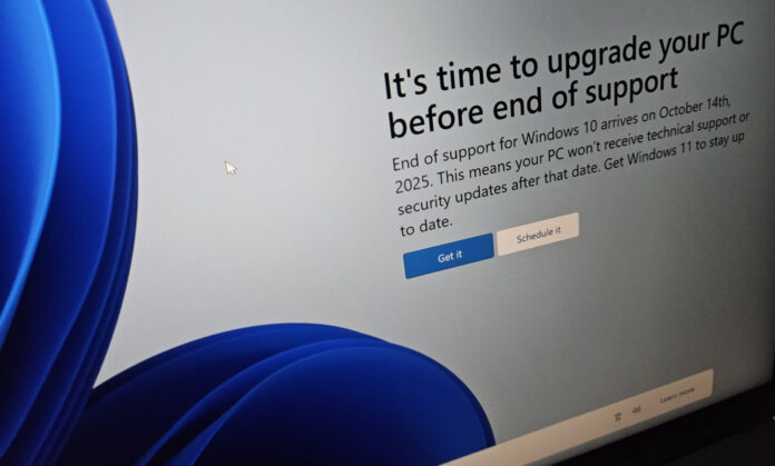 Всплывающее окно окончания поддержки Windows 10