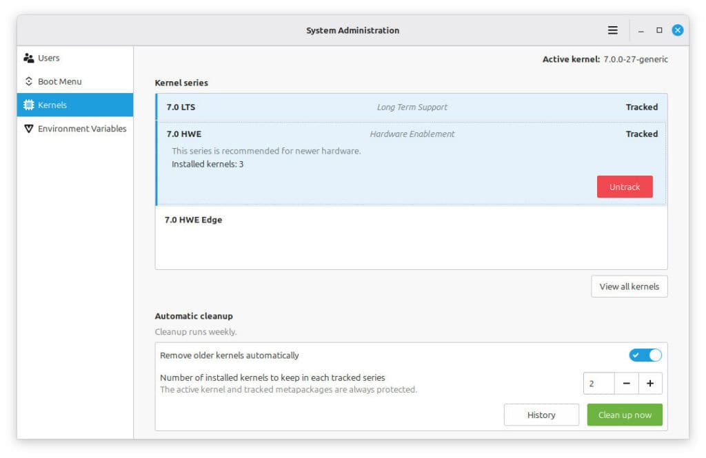 Linux Mint показывает новый менеджер ядер