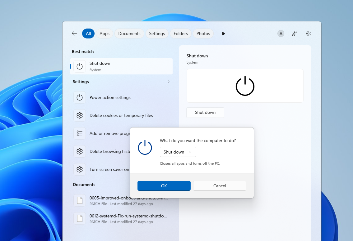 Новое диалоговое окно завершения работы в стиле Windows 11