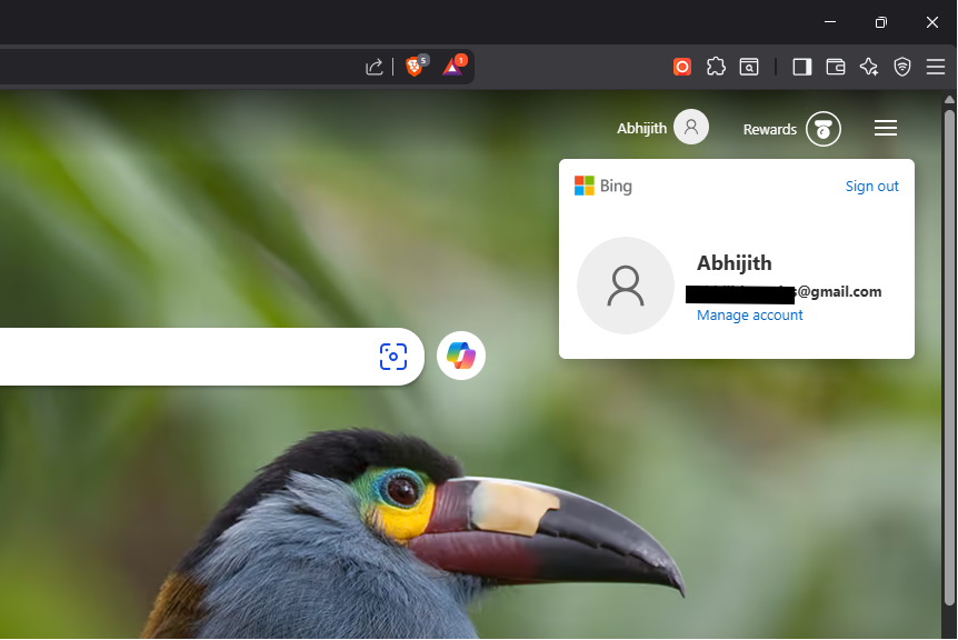 Bing с аккаунтом Google