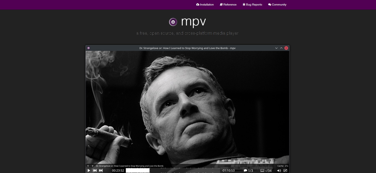 Плеер mpv. Источник: сайт mpv