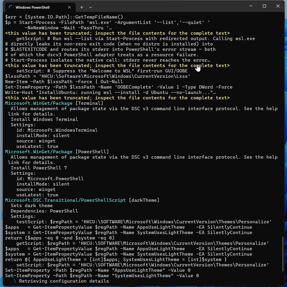 Windows Terminal скачивает компоненты Project Zenith