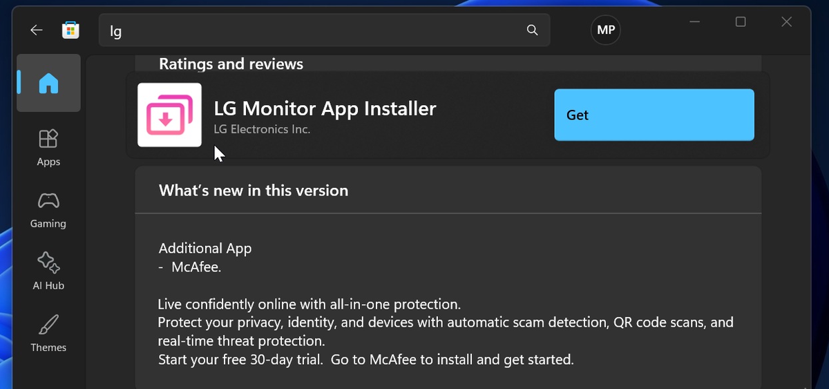 McAfee в Microsoft Store