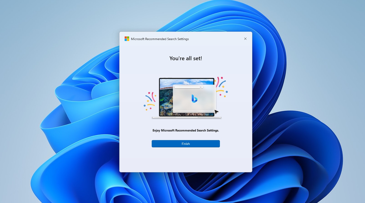 Установленные рекомендуемые параметры поиска Microsoft