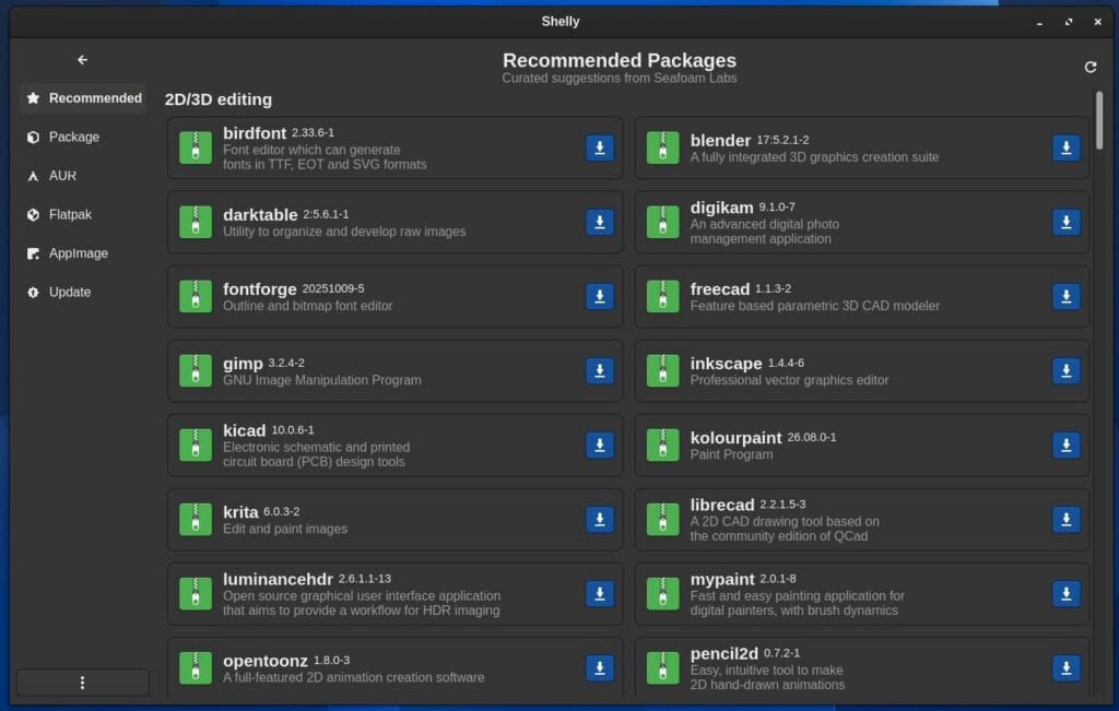 Менеджер пакетов Shelly 3.1.3 для Arch Linux