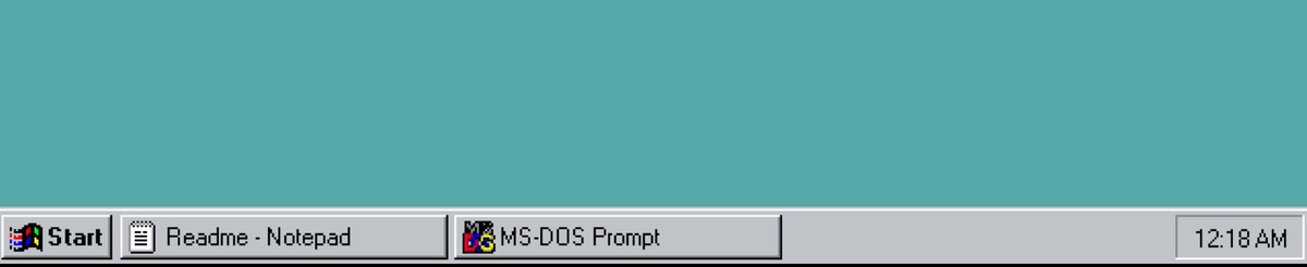 Кнопка Пуск и панель задач в Windows 95.