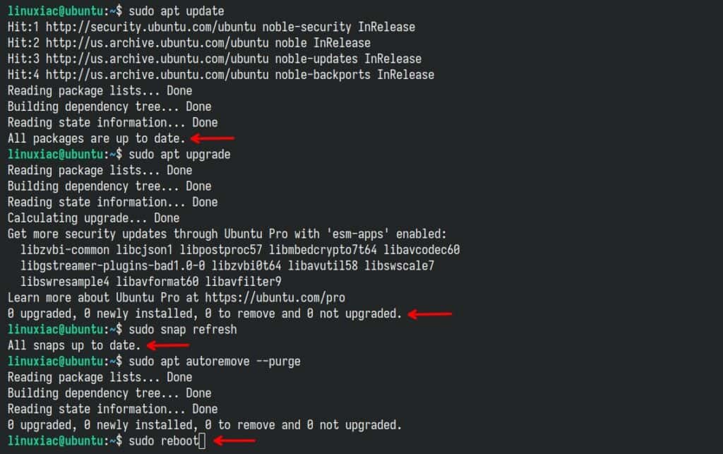 Убедитесь, что система Ubuntu 24.04 LTS полностью обновлена.