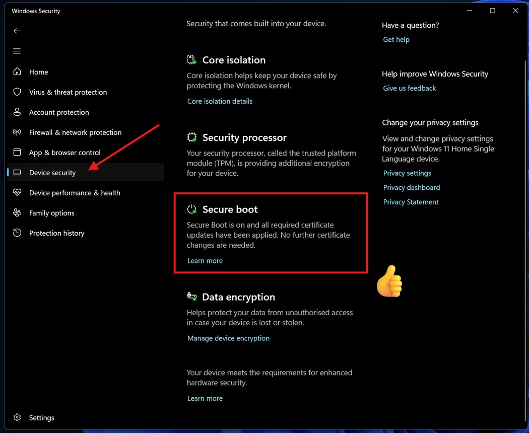 Состояние сертификатов Secure Boot в Windows 11