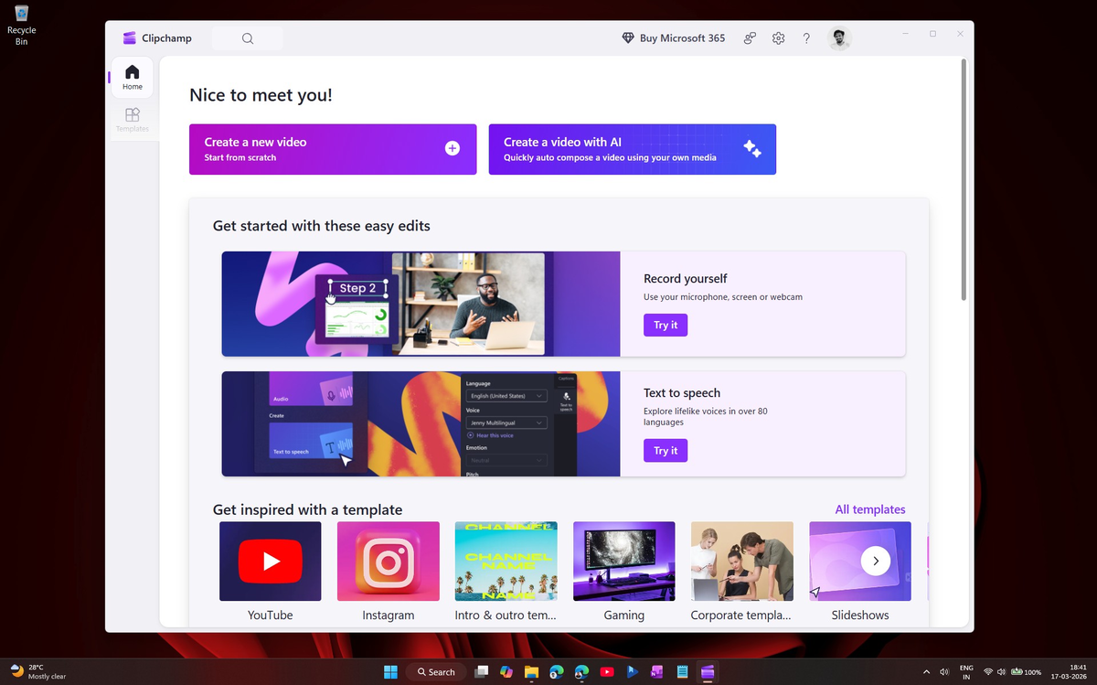 Clipchamp в Windows