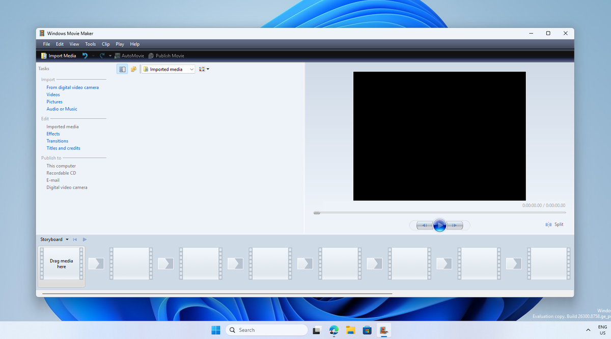 Интерфейс Windows Movie Maker
