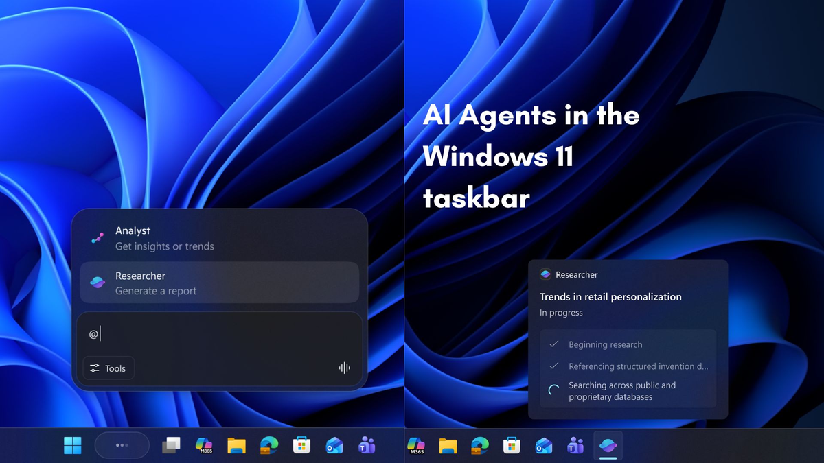 Агенты в панели задач Windows 11