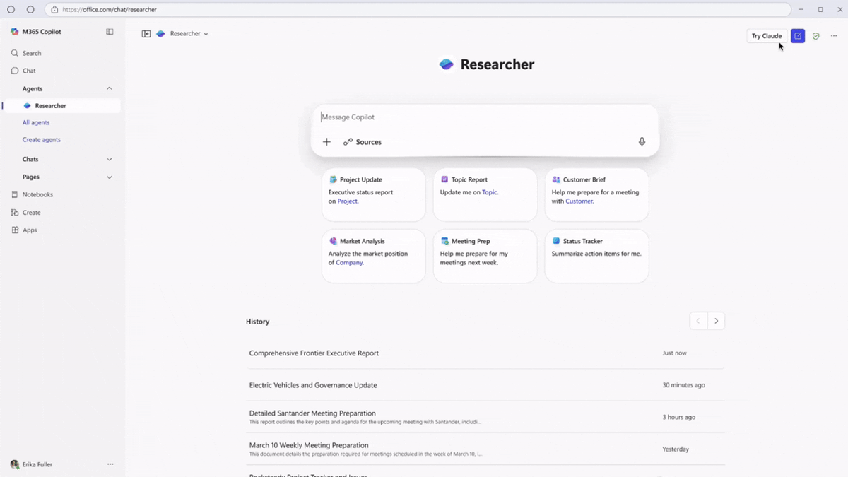 Выбор ИИ-моделей в Microsoft 365 Researcher