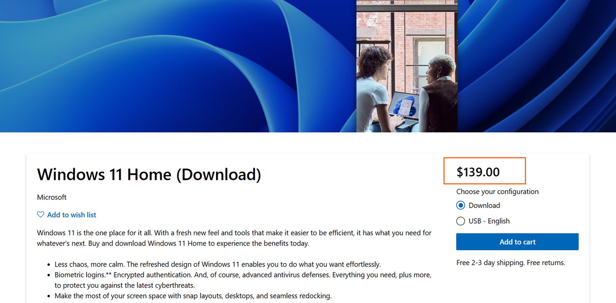 Стоимость Windows 11 Home