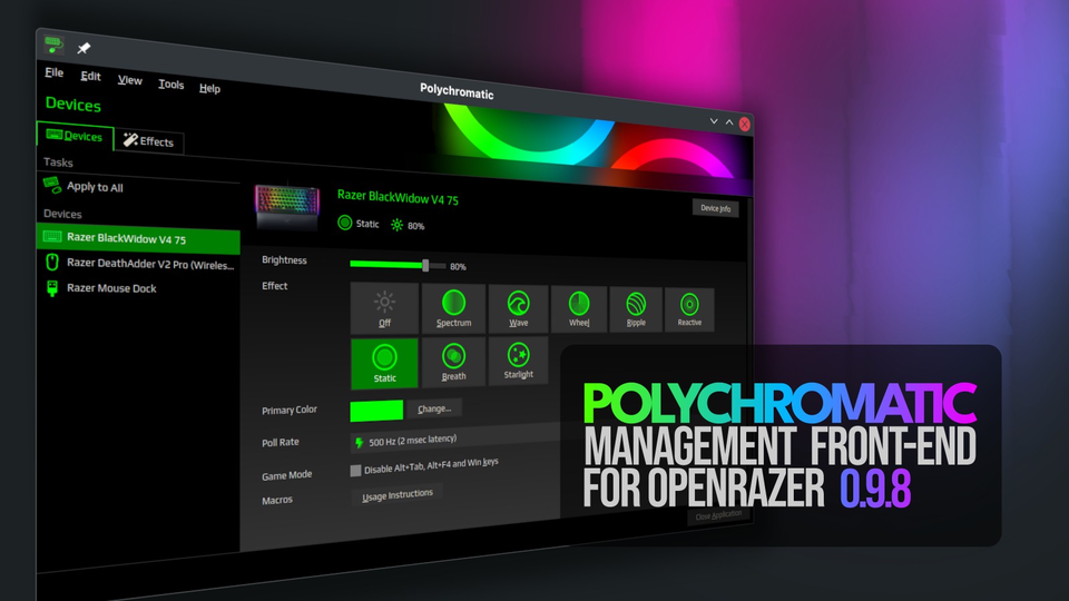 Polychromatic 0.9.8 улучшил слайдер яркости и добавил поддержку Razer Blade 16
