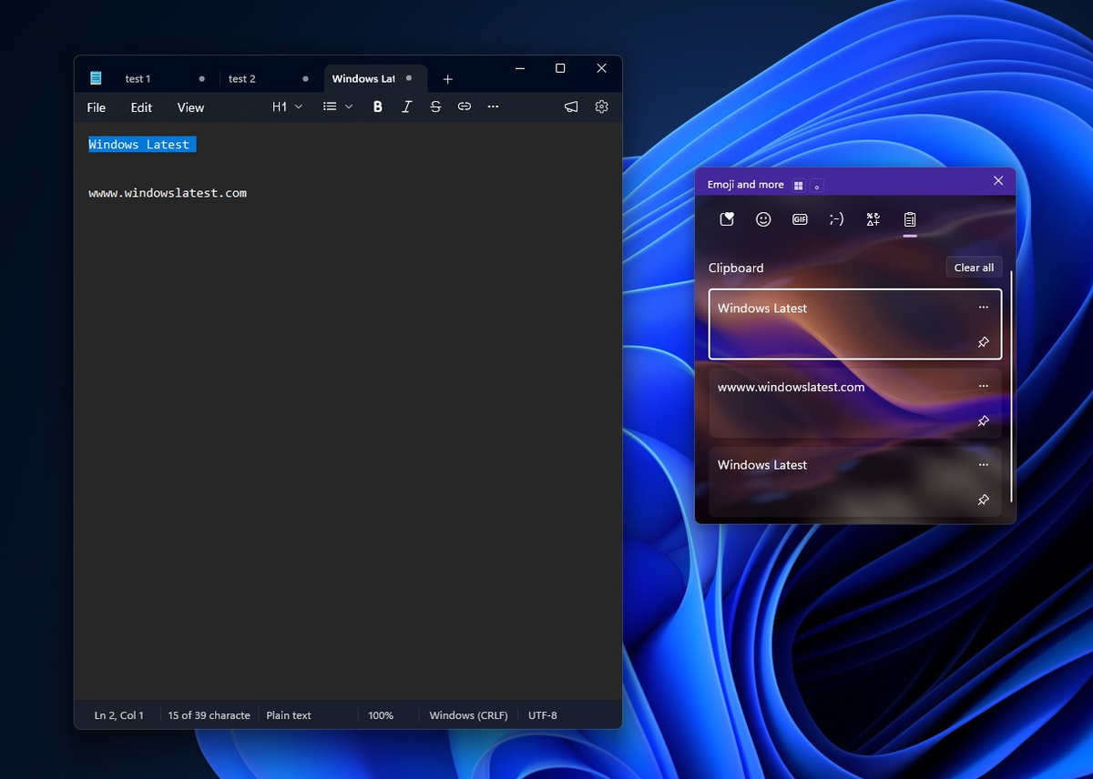 Журнал буфера обмена в Windows 11