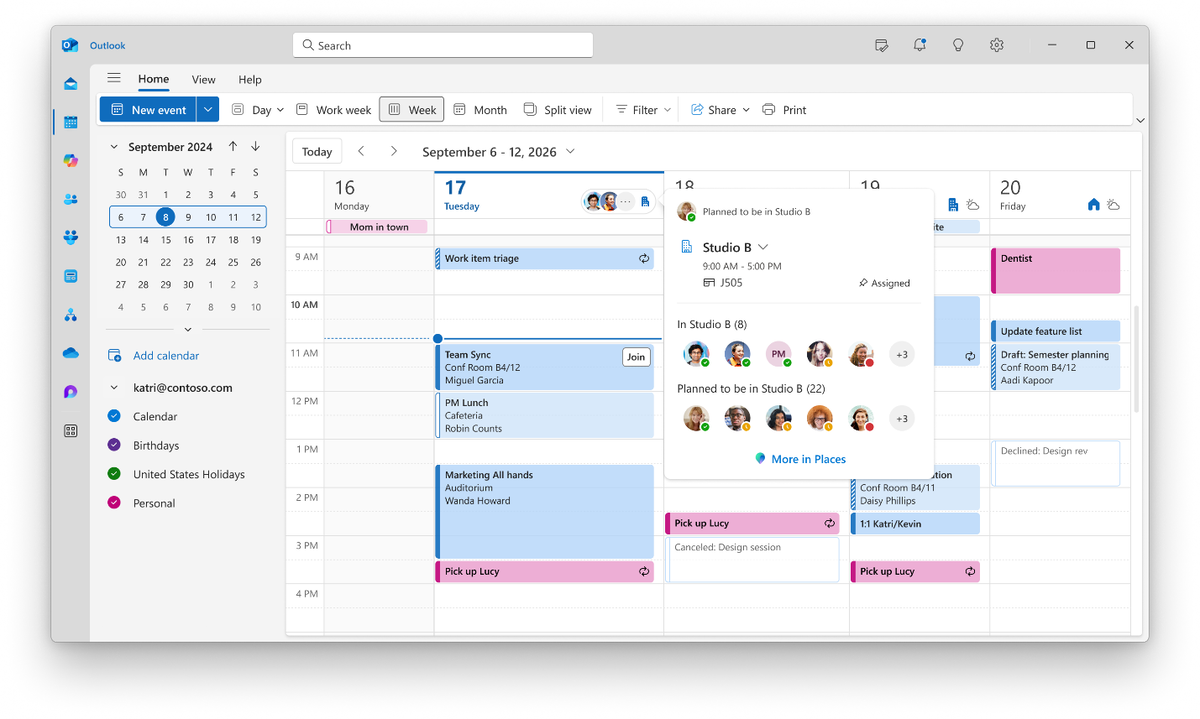 Функция регистрации рабочего места в Microsoft Teams